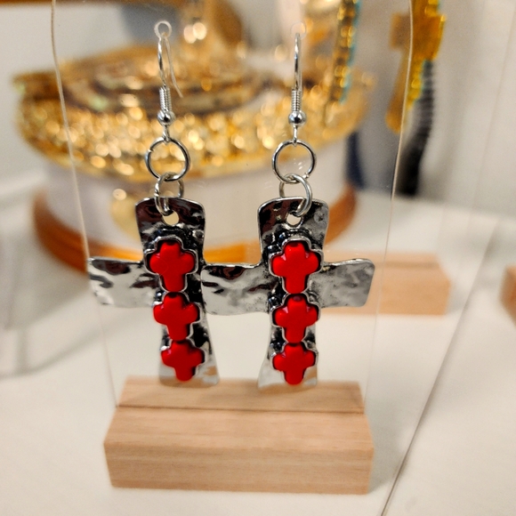 Cross hanging earrings - Picture 1 of 4
